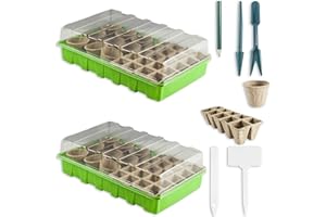 astor24 XXL Premium Set 134 TLG Zimmer-Gewächshaus mit 20 Pflanzenschildern - 20 Pflanzenmarker - 2 x Treibhaus 36 x 22cm Pflanzentöpfe mit viel Zubehör und 120 Anzucht Töpfe