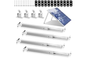 Eulenke Lot de 4 paires de supports de panneau solaire, pour centrale de balcon, toit plat, angle réglable de 0 à 60 °, support pour panneau solaire, PV, photovoltaïque, fixation de panneau solaire