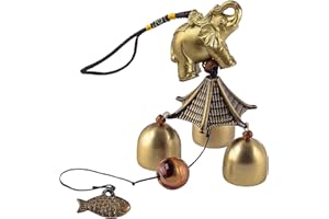 DWE Windspiel-Glocke, chinesisches Elefantenfisch, Metallglocke, Feng Shui-Glöckchen, zum Aufhängen