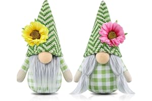 Gehydy Decoración Primavera Gnomo Juego de 2 Flores Duende Pascua Navidad Decor para Hogar Casa 17cm