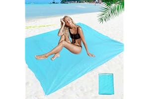 FUNNYHOMESTYLE Sand Free Beach Blanket Picnic Blanket, Extra Large No Sand Outdoor Picnic Mat Beach Mat with 4 Corner Loops, Portable Washable Mesh Travel Rug for Beach, Park, Hiking, Camping