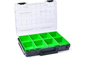 WFIX Walizka do przechowywania małych części | Bosch Sortimo T-BOXX antracyt wraz z zestawem pojemników D3 | idealna skrzynka asortymentowa ze śrubami | przenośna skrzynka do sortowania