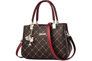 SODOLLEE Bolso Mujer Bolso de Mano Exquisito Colgante Bolso Bandolera con Asa Superior Elegante Cuero PU Hoja de Arce Bolso de Hombro para Compras Trabajar Desplazarse Mango Rojo B