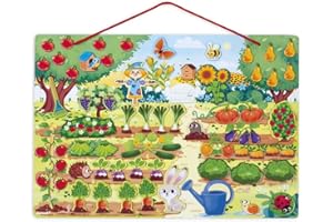 Janod - Mein Magnetischer Garten - Lernspielzeug aus Holz für Babys und Kleinkinder - 70 Magnete enthalten - Ab 3 Jahren, J05463