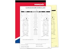 OCEANPADS Ocean Pads A4 Car Damage Inspection Checklist Book – for Garages, Dealerships, Car Pools, Vehicle Transportation Companies, Rental or Leasing Businesses (Ref. 69912)
