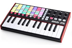Akai Professional APC Key 25 MK2 - USB MIDI Keyboard Controller für Clip-Launching mit Ableton Live Lite, 25-Tasten, 40 RGB Pads und 8 Drehreglern