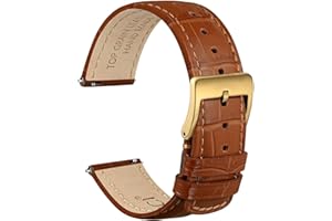 WOCCI Bracelets Montre pour Homme et Femme, Cuir de Grain Supérieur, Grain d'Alligator Gaufré, Libération Rapide, 18mm 20mm 22mm