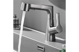 MIDINGCHAI Robinet Cuisine Douchette, Mitigeur Cuisine avec Douchette, Robinetterie de Cuisine avec Douchette Extractible Rotatif à 360° Froid & Chaud Disponible, Noir/Gris