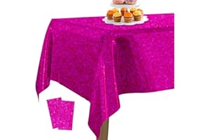 ‎PARTYWOO PartyWoo Folientischdecke Magenta, 2 STÜCK Irisierende Tischdecke mit Punkten, 137 x 274 cm/ 54 x 108 Zoll Rechteckige Tischdecke Abwaschbar für 6 bis 8 Fuß Tisch, Tischdecke für Geburtstag, Hochzeit