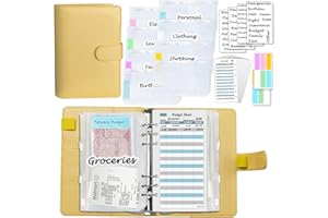 A6 Budget Planner kit, Money Saving Wallet Binder,Silver 6 Ring Binder,with Cash Envelopes, Budget Refills, Matched Stickers and Label, 7.4x5.71" (Harphia, NPNB-140F-A6-Yellow)…