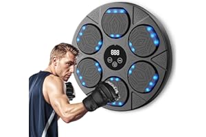 Gxpjycfob Machine de Boxe Musicale, LED Boxe Mural Musique avec Gants, Vitesse Réglable, Connexion Bluetooth, Entraînement Fitness Ludique et Rythmé pour Adultes et Enfants