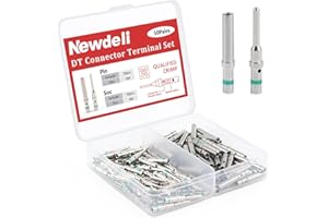 Newdeli 50 Pairs Deutsch Pin Connector Kit Size 16 Solid Contacts DT Series Connector, Common Contacts Automotive Terminals, Ni Plating Pin and Socket Contacts, 14-20AWG Wire Size