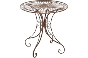 ‎CLP CLP round, handmade Table HARI, nostalgic design, made from iron, Ø 70 cm antique brown