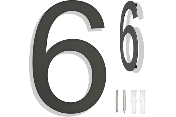 Ywonoby numéros de maison - grands numéros de maison en acier inoxydable brossé, numéros de porte, plaque adresse - moderne flottant noir RAL 7016 numéros de maison-6 pouces 152mm hauteur-numéro 6/9