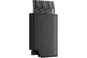 VULKIT Męski portfel, minimalistyczny, rozkładany uchwyt na karty, blokowanie RFID, magnetyczne zamknięcie, skórzany portfel z okienkiem na dowód osobisty, na gotówkę i karty kredytowe, do 11 kart