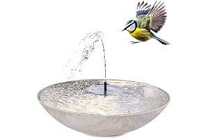 matches21 HOME & HOBBY Fuente solar para exteriores con cuenco de 45 cm, color arena, fuente de jardín