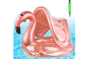 Herefun Anillo de Natación Unicornio Bebe, Flotadores para Bebes con Toldo protección UV, Flotador Hinchable Flotador para Bebe, Anillo de natación Inflable, Anillo de Piscina para Niños Bebés