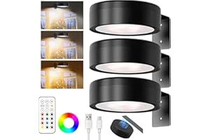 Acxilexy 3PCS Aplique Luz Cuadros Sin Cable, 13 RGB Luces LED Magnéticas Inalámbricas Recargables con Control Remoto, Regulables y Temporizador, Lámpara de Pared para Cuadros y Pinturas