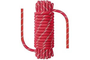 NorthPada 10 mm x 5 Meters Static Nylon Heavy Duty Outdoor Climbing Rope for Knotting Practice, Arborist Tree Work, Marine Anchor Boat, Rappelling Emergency, Swing, Red