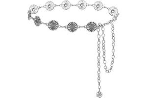 LIMHOO Western Chain Belt for Women Concho Metal Waist Chain for Dresses Western Cowgirl