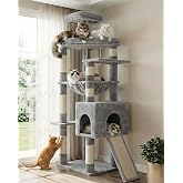 Heybly Cat Tree, 163 cm Tower for Cats Light Grey HCT027W | Stable with Wide Base, Large Spacious Platform, Extra Large Hangi
