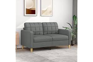DJEKA Divano a 2 Posti, Divano 2 Posti, Divano Letto Matrimoniale, Divano 2 Posti Economico, Divano 2 Posti Letto, Grigio Scuro 140 cm in Tessuto