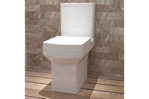 Huibathroom Modern White Ceramic Close Coupled Toilet Soft Close Seat Cistern Bathroom WC