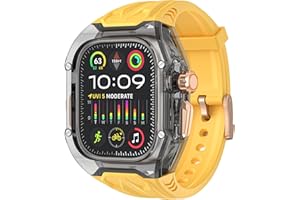 VEVEXIAO Transparent Designer Rugged Case with Band Compatible with Apple Watch Ultra 3/Ultra2 49mm Band,Crystal Clear Military Protective Cover Bumper Tactical iWatch Ultra Strap