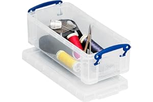 REALLY USEFUL BOX Really Useful Plastic Storage Box 0.9 Litre Clear Pack of 8)