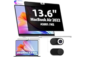 IPROKKO Filtro de privacidad para MacBook Air de 13.6 pulgadas (M2/2022), magnético antibrillo azul para Mac 13.6, filtro de privacidad, protector de privacidad para ordenador portátil MacBook