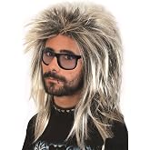 MIVAIUN Wig Mullet Style Diva Rock Wig Ryan Mullet 80s Tacky Party Rock Star Accessory Theme Party Carnival (White)