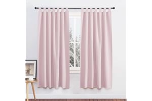 PONY DANCE Zasłony do pokoju dziecięcego, krótkie, zasłony kuchenne, jasnoróżowe, termiczne, odporne na zimno, nieprzejrzyste zasłony z pętelkami, zasłony zaciemniające, zestaw 2 sztuk, wys. 160 x