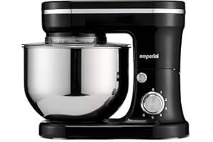 Emperial Stand Mixer for Baking, Electric Food Cake Mixer with Beater, Dough Hook, Whisk, Splash Guard, 6 Speeds and 5L Bowl, 1200W - Black