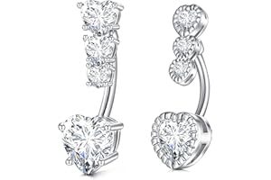 LAURITAMI Piercing all'ombelico Acciaio Chirurgico 10mm 14G Brillantini Crystal Forma di Cuore Piercing Pancia
