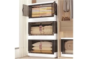 SavvyStor Storage Boxes with Lids - 95L*3 Pack Large Plastic Storage Bins Collapsible Storage Bin - Stackable Foldable Plastic Box for House Organizing Bedroom Dorm Room