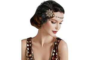 BABEYOND 1920S Vintage Bandeau Rugissant des Années 20s Flapper Casque avec Plume des Années 1920 Great Gatsby Costume Accessoires
