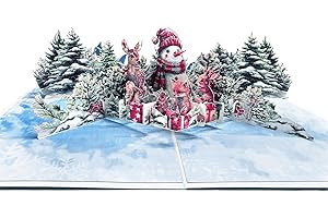 ALLDOMESS Biglietto di Natale 3D con Busta, Foresta di Pupazzi di Neve, Cartoline di Natale Pop Up per Bambini, Regalo di Natale per Mamma, Papà, Amici, Moglie, Marito