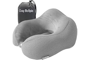 Cozy BoSpin Travel Pillow Neck Pillow for Travel Memory Foam Portable Support Pillow Comfortable and Lightweight Quick Pack for Camping Sleeping Pillow (Grey)