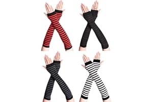 VUCDXOP 4 Paia di Scaldamuscoli Senza Dita Scaldamuscoli da Donna Polsini Lunghi Guanti Senza Dita Scaldamani con Foro per Il Pollice Scaldamuscoli Lunghi Guanti Morbidi Caldi per l'autunno Invernale