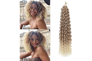 FANLUTYIN 8 Packs GoGo Curl Crochet Hair 12 Inch Short Curly Crochet Hair for Women Beach Curl Water Wave Deep Twist Crochet Braids Synthetic Braiding Hair Extensions (T27/613#, 12 Inch(pack of 8))
