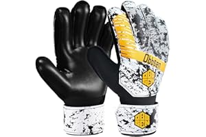 Obbsen Torwarthandschuhe für Kinder, Jugendliche und Erwachsene mit Fingersave-Schutz, Fußball Handschuhe Torwart fur Herren und Damen, Fussball Tormann Handschuhe die Starkem Grip