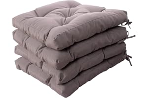 Viste tu hogar Pack 4 Cojines para Silla, 45x45x5 CM, Efecto Tridimensional, Relleno de 100% Poliéster, Ideal para la Decoración de Cocina y Sala, Color Gris, Fabricado en España