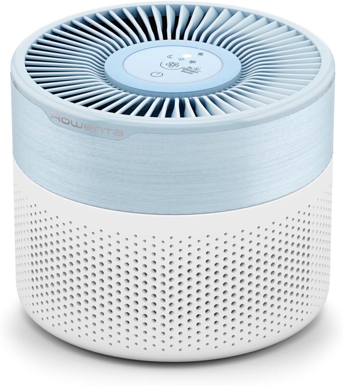 Rowenta Pure Air Mini, Purificador de aire, Filtro HEPA, Estancias de hasta 22 m², 85 m³/h, Muy silencioso, Reduce malos olores, Motor Effitech, Blanco y azul, PU1520F0