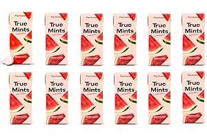 TRUE GUM True Mints WATERMELON Flavour (12-pack) - Sugar Free Mints - Xylitol Mints - Fruit Pastilles - Sugar Free & Plantbased Travel Sweets with Natural Flavours
