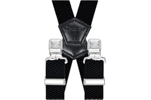 Decalen Bretelle da uomo larghe 4 cm con 4 clip in metallo molto resistenti, taglia unica per uomini e donne, regolabili ed elastiche X Style