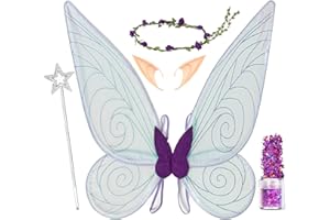 NMKL Fairy Wings Adult Women,Purple Butterfly Wings for Kids 5 Pcs Angel Costume Birthday Stage Fairy Tale Themed Party