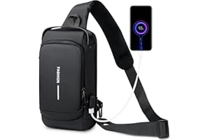 Finetoknow Borsa da petto antifurto con blocco password USB ricarica Sport Sling Bag maschio borsa a tracolla moto grande capacità Crossbody Daypack impermeabile 16 * 6 * 32 CM
