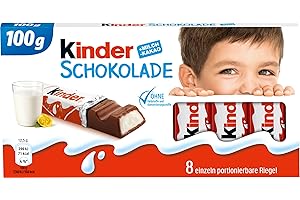 ‎KINDER kinder Schokolade – Schokoriegel aus gefüllter Vollmilchschokolade – 1 Packung mit je 8 Einzelriegeln (8 x 12,5 g)