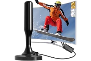 DTB TECH Antenne TV intérieur,Antenne TV Intérieur Puissante TNT HD 2025, Antenne TNT Intérieur Amplifiée pour Téléviseur Intelligent,4K 1080P pour Chaînes Locales Gratuites, Base Magnétique, Câble 3m