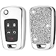 Royalfox(TM) 2 3 4 5 buttons 3d bling flip folding remote Key Fob case Cover For Chevrolet chevy Camaro Cruze Equinox Malibu SS Sonic Spark Aveo SAIL 3,Buick Lacrosse Encore GL8 Regal Excelle (silver)